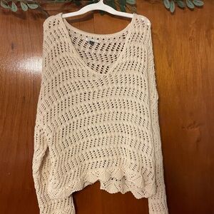 American Eagle Outfitters Cream V-Neck Sweater